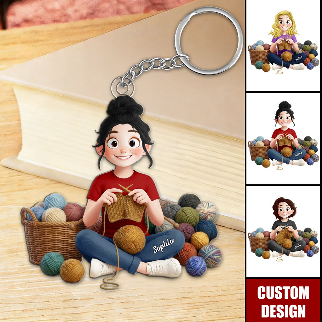 Knitting ,Crochet - Personalized Acrylic Keychain