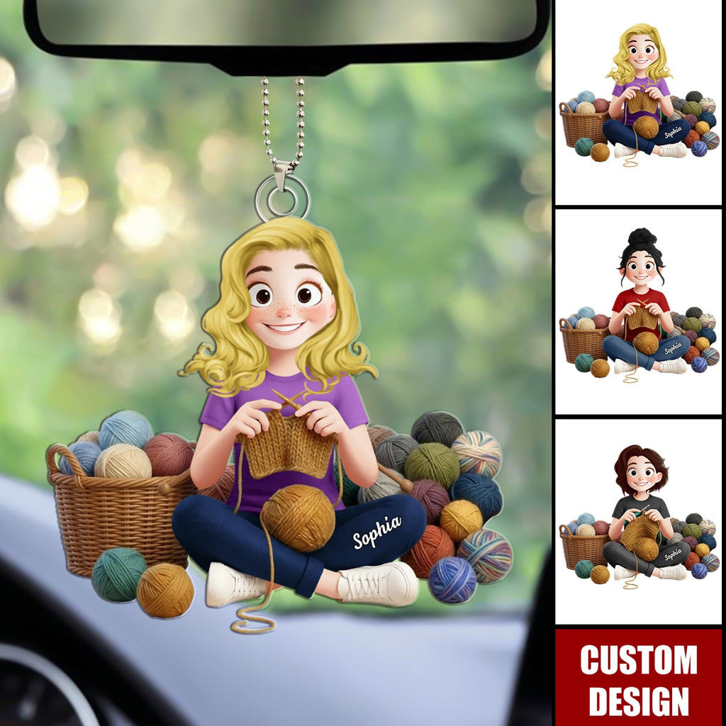 Knitting ,Crochet - Personalized Acrylic Car Ornament