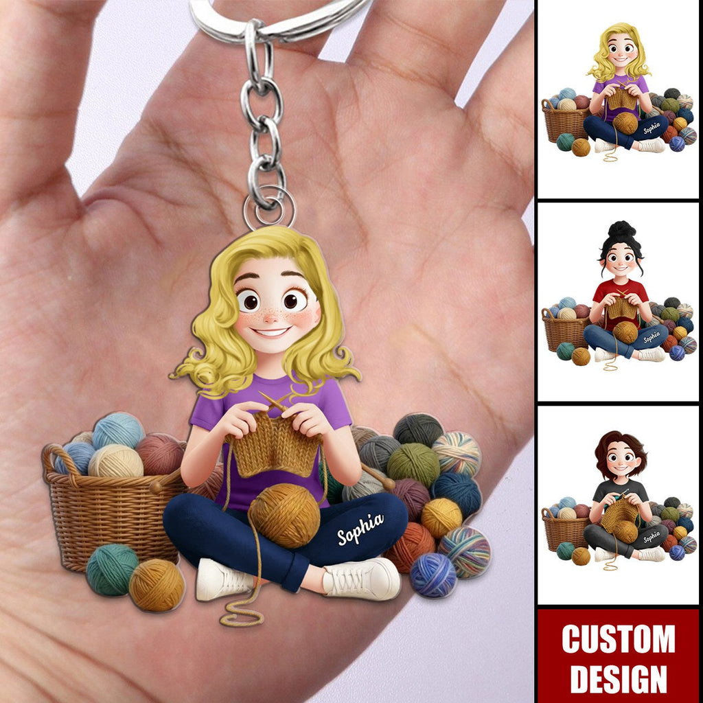 Knitting ,Crochet - Personalized Acrylic Keychain