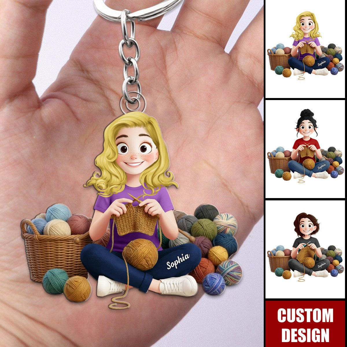 Knitting ,Crochet - Personalized Acrylic Keychain
