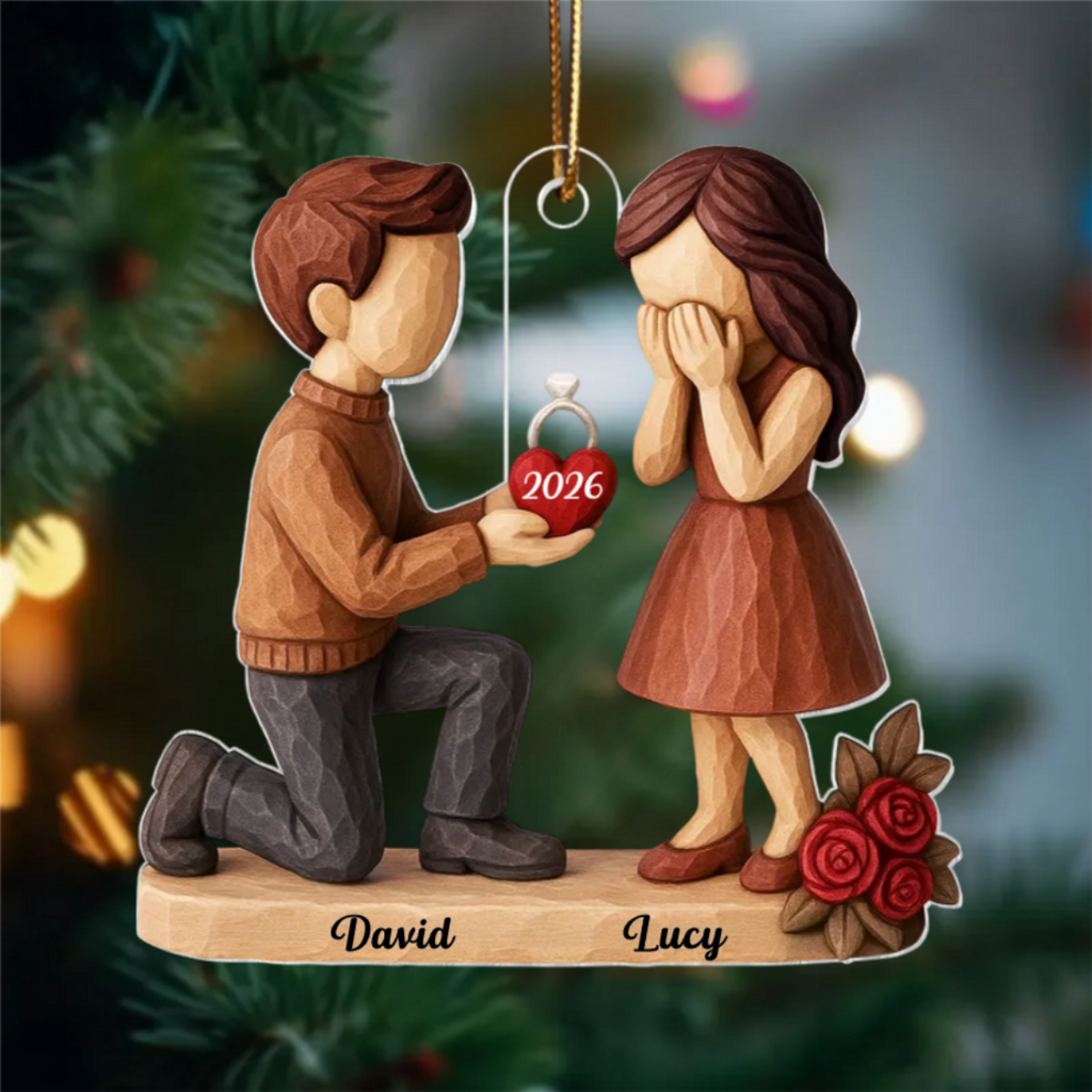 Couple Marriage Proposal - Personalized Acrylic Ornament - Engaged Gifts for Couples