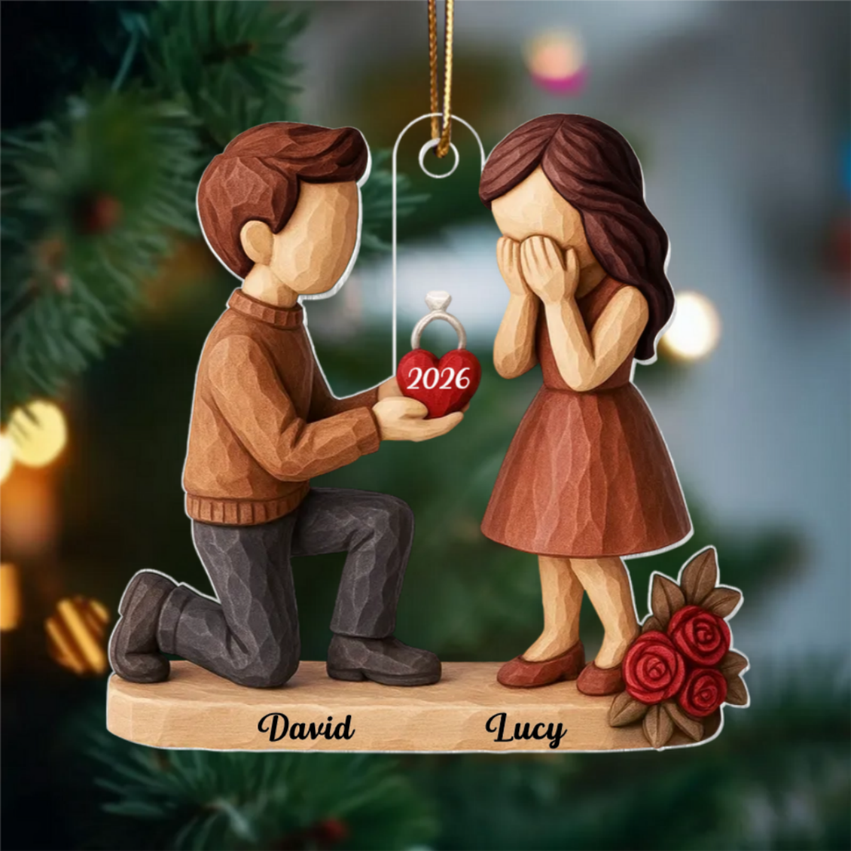 Couple Marriage Proposal - Personalized Acrylic Ornament - Engaged Gifts for Couples
