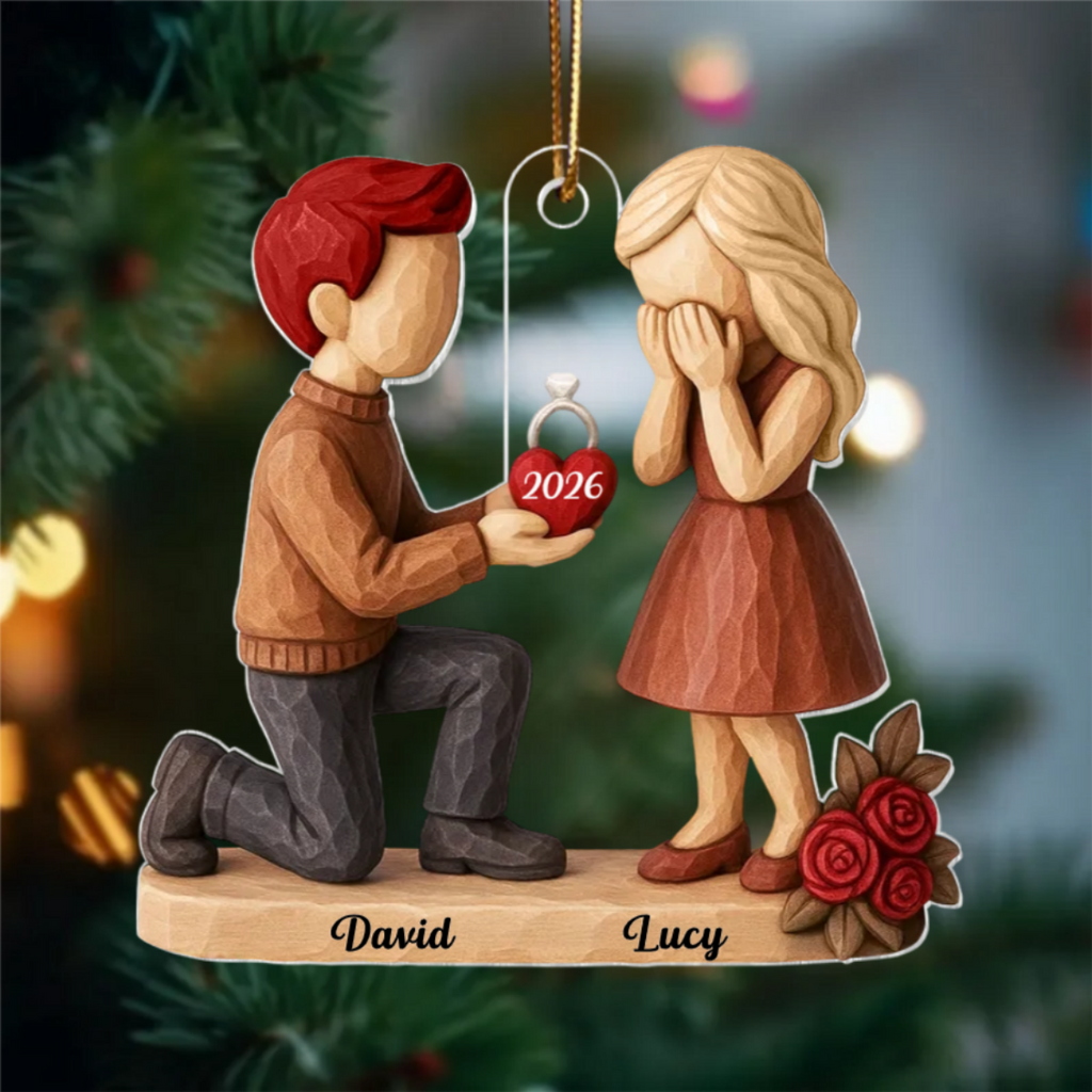 Couple Marriage Proposal - Personalized Acrylic Ornament - Engaged Gifts for Couples