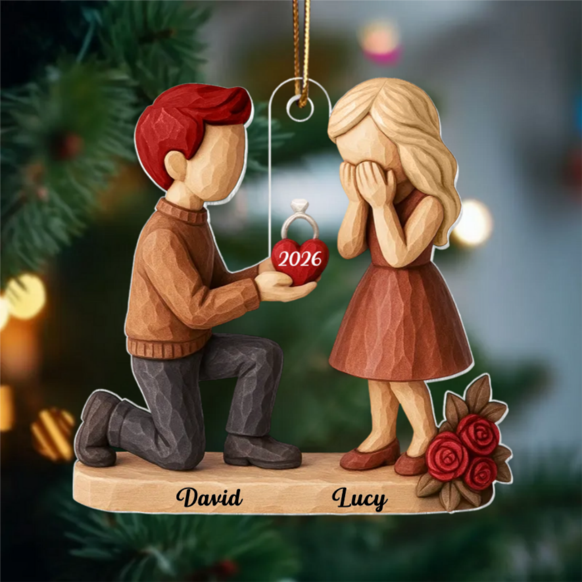 Couple Marriage Proposal - Personalized Acrylic Ornament - Engaged Gifts for Couples