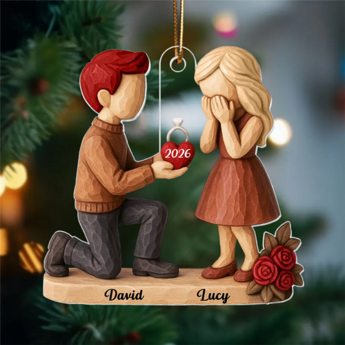 Couple Marriage Proposal - Personalized Acrylic Ornament - Engaged Gifts for Couples