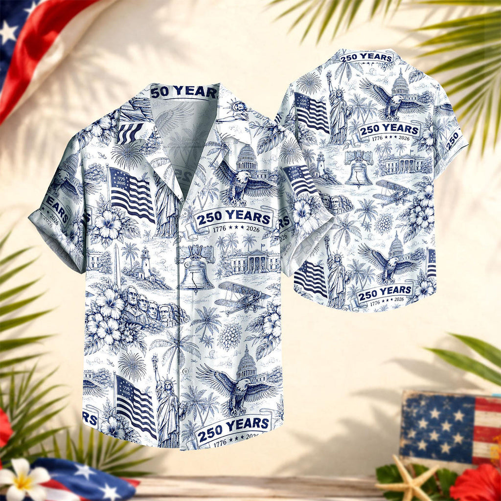 USA 250th Anniversary Hawaiian Shirt, 250 Years of Freedom Aloha Shirt