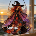 Witch & Cat - Personalized Halloween Suncatcher