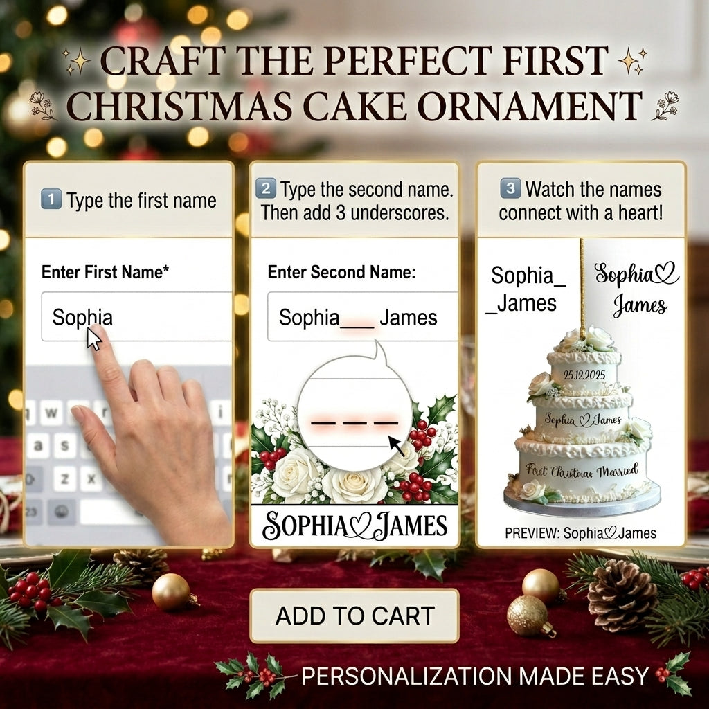 Personalized Wedding Cake First Christmas Married Ornament - Custom Mr & Mrs Name Wedding Ornament