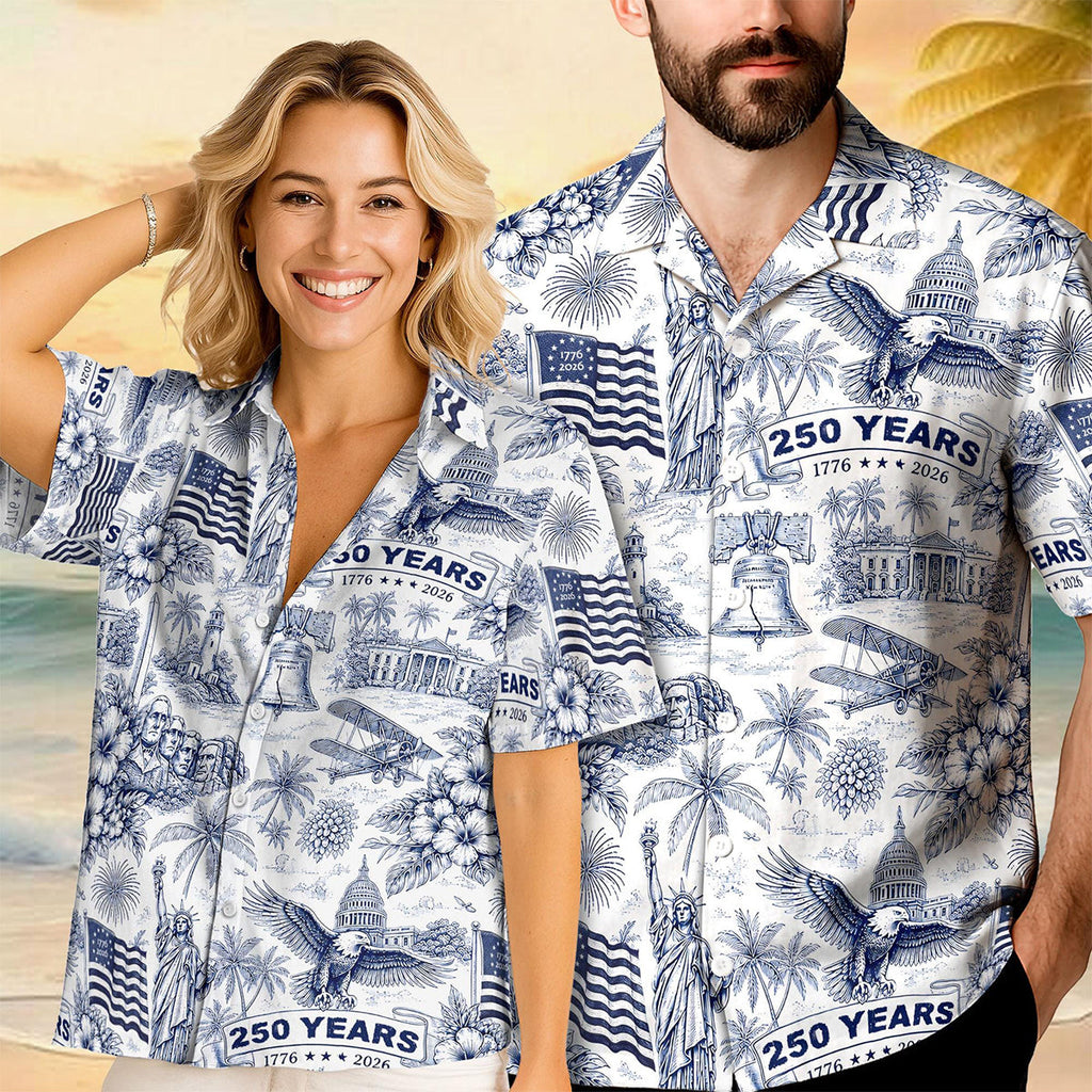 USA 250th Anniversary Hawaiian Shirt, 250 Years of Freedom Aloha Shirt
