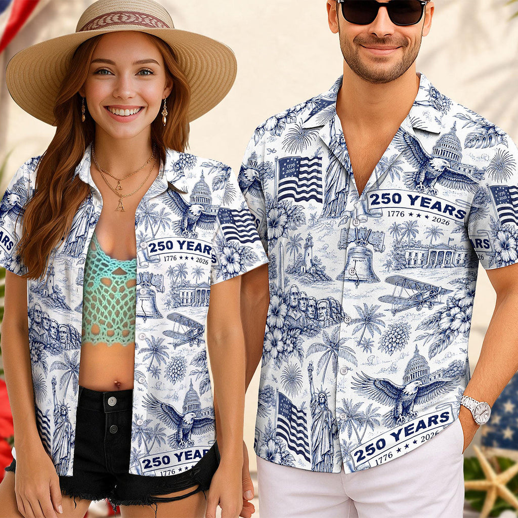 USA 250th Anniversary Hawaiian Shirt, 250 Years of Freedom Aloha Shirt