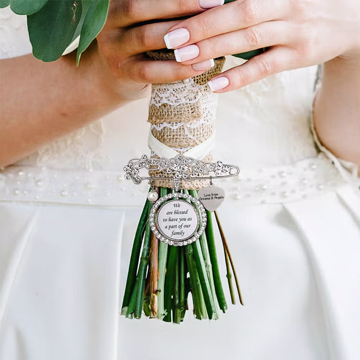 Today a Beautiful Bride Tomorrow a Loving Wife Always My Wonderful Daughter - Personalized Engraved Bouquet Charm Pin Brooch