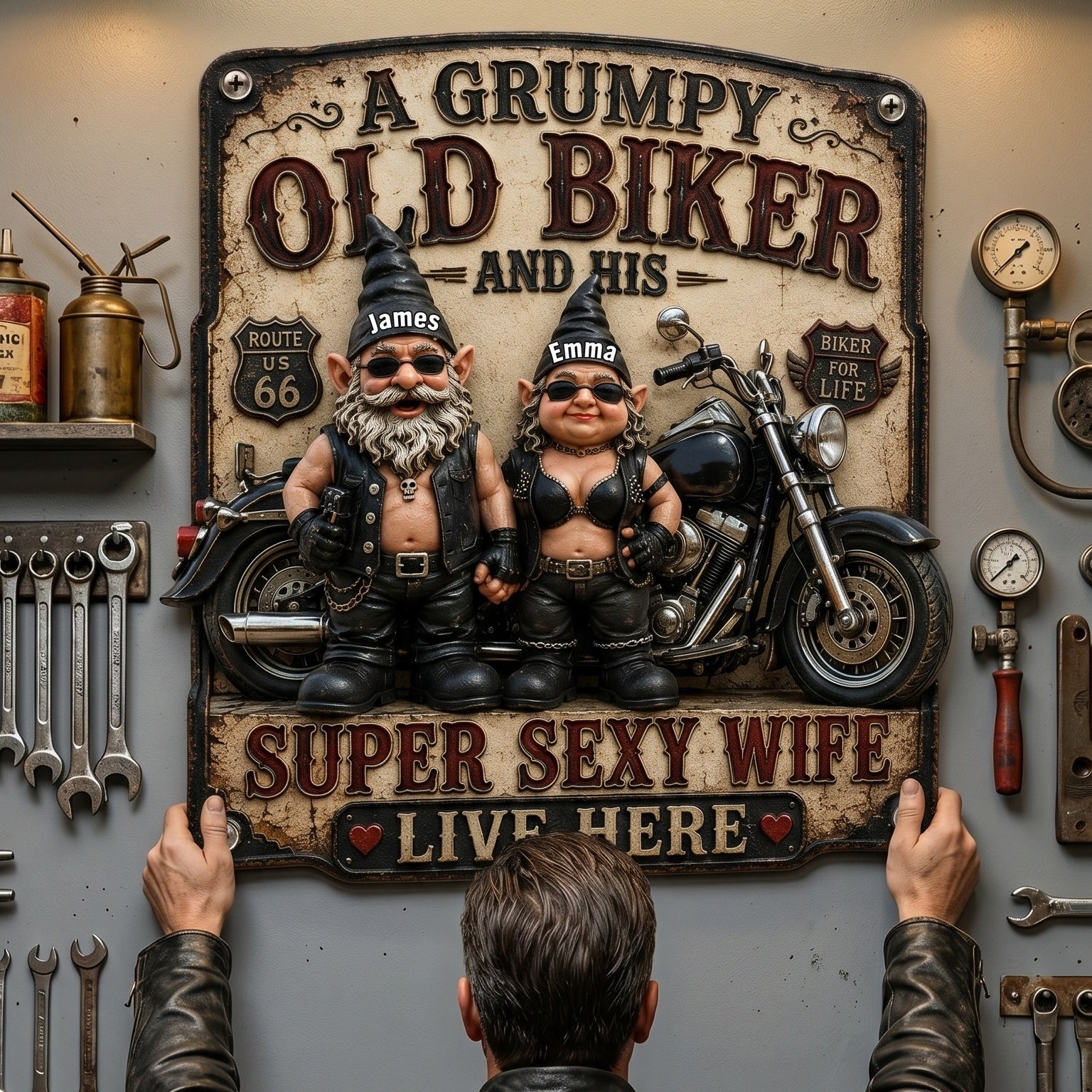 Biker Couple Metal Sign - Personalized Gifts For Couples