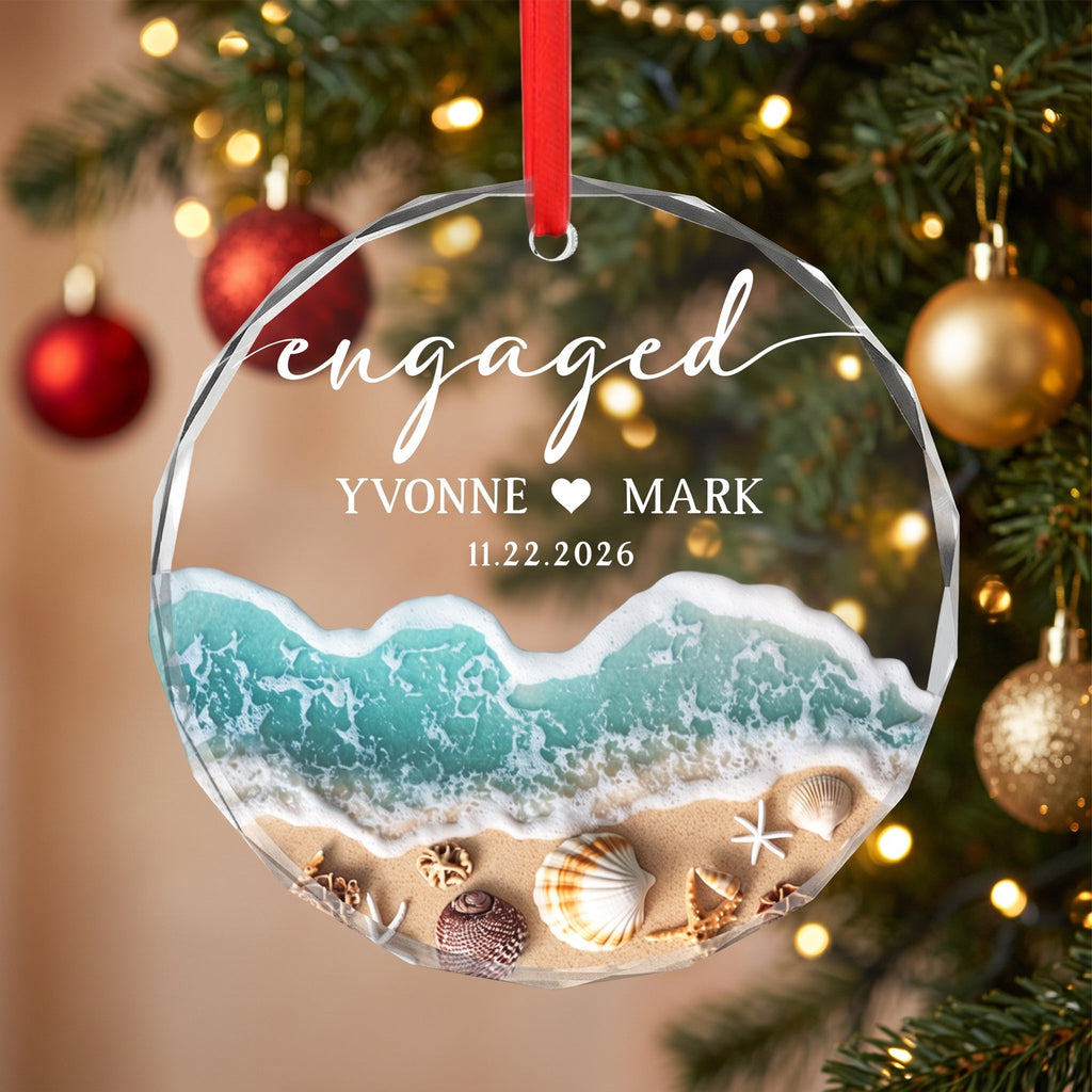 Personalized Beach Engaged Married Ornament  - Gifts for Couples