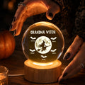 Grandma Witch With Kids - Personalized Crystal Ball Night Light - Halloween Gift