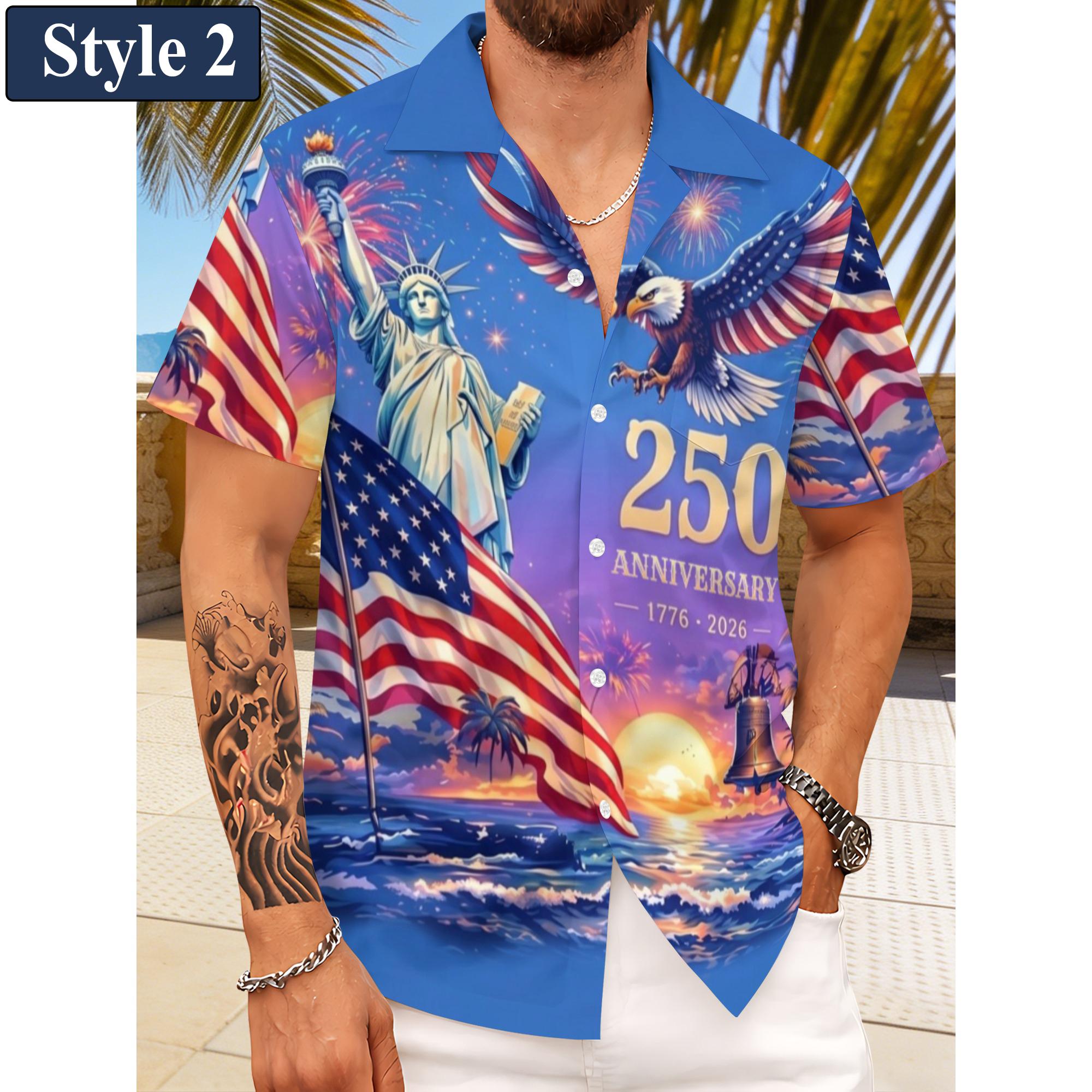Men's Hawaiian Shirt America's Freedom 250th Anniversary