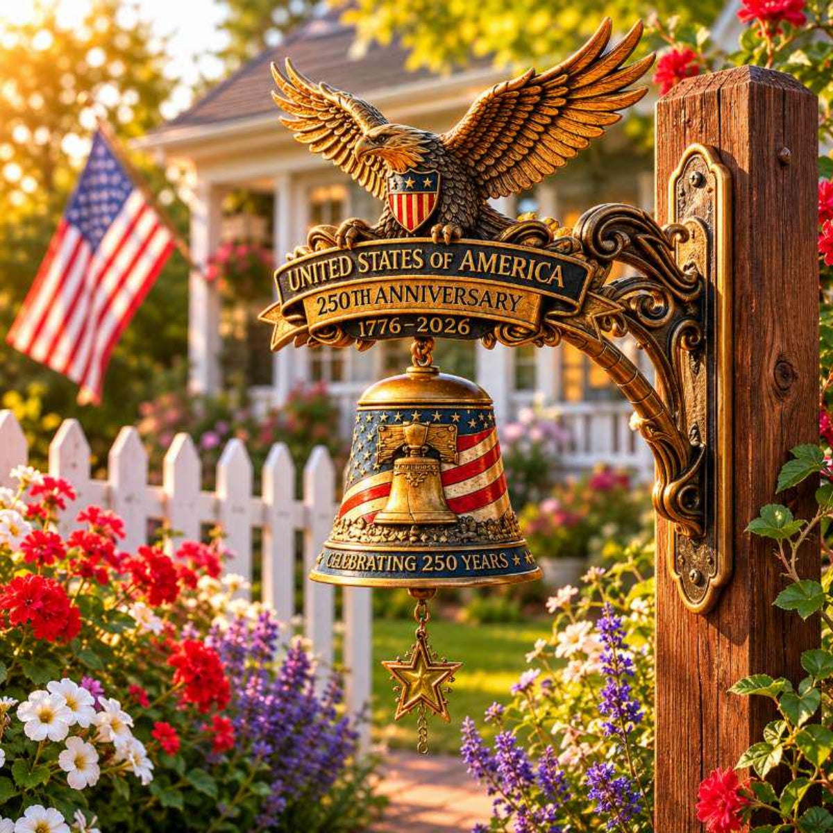 USA 250th Anniversary Door Bell, Patriotic Eagle Resin Doorbell