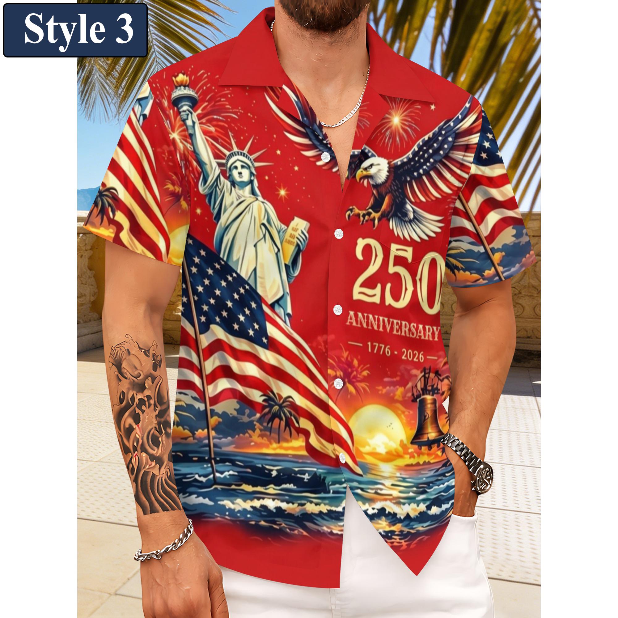 Men's Hawaiian Shirt America's Freedom 250th Anniversary
