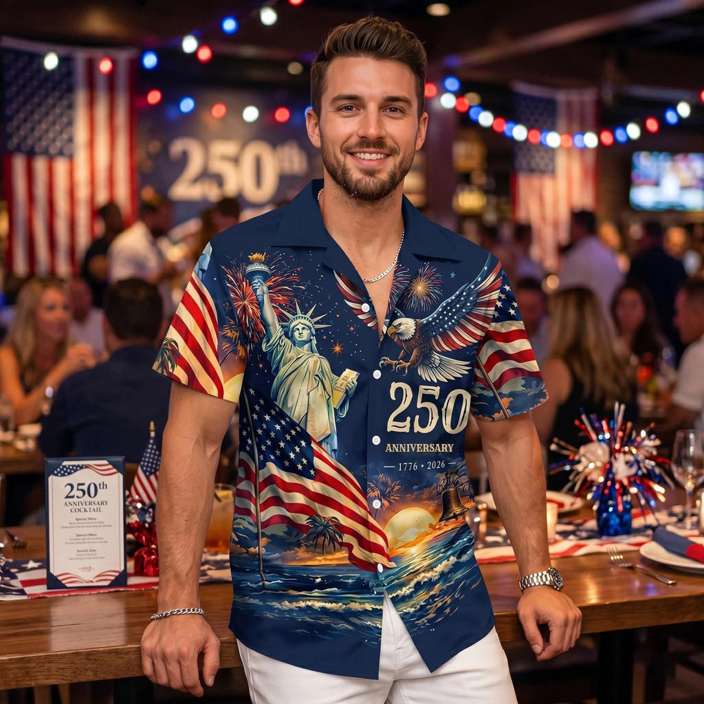Men's Hawaiian Shirt America's Freedom 250th Anniversary