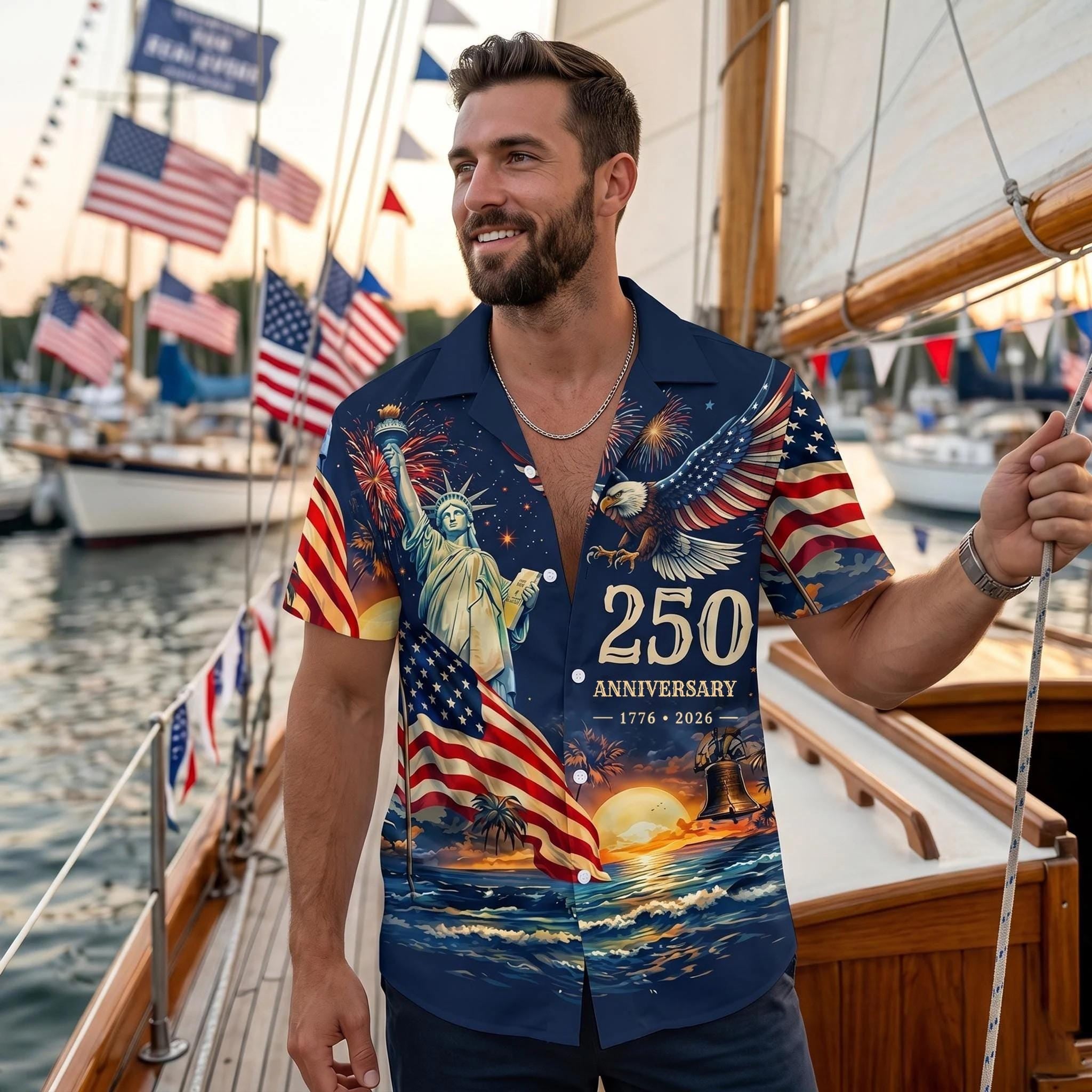 Men's Hawaiian Shirt America's Freedom 250th Anniversary