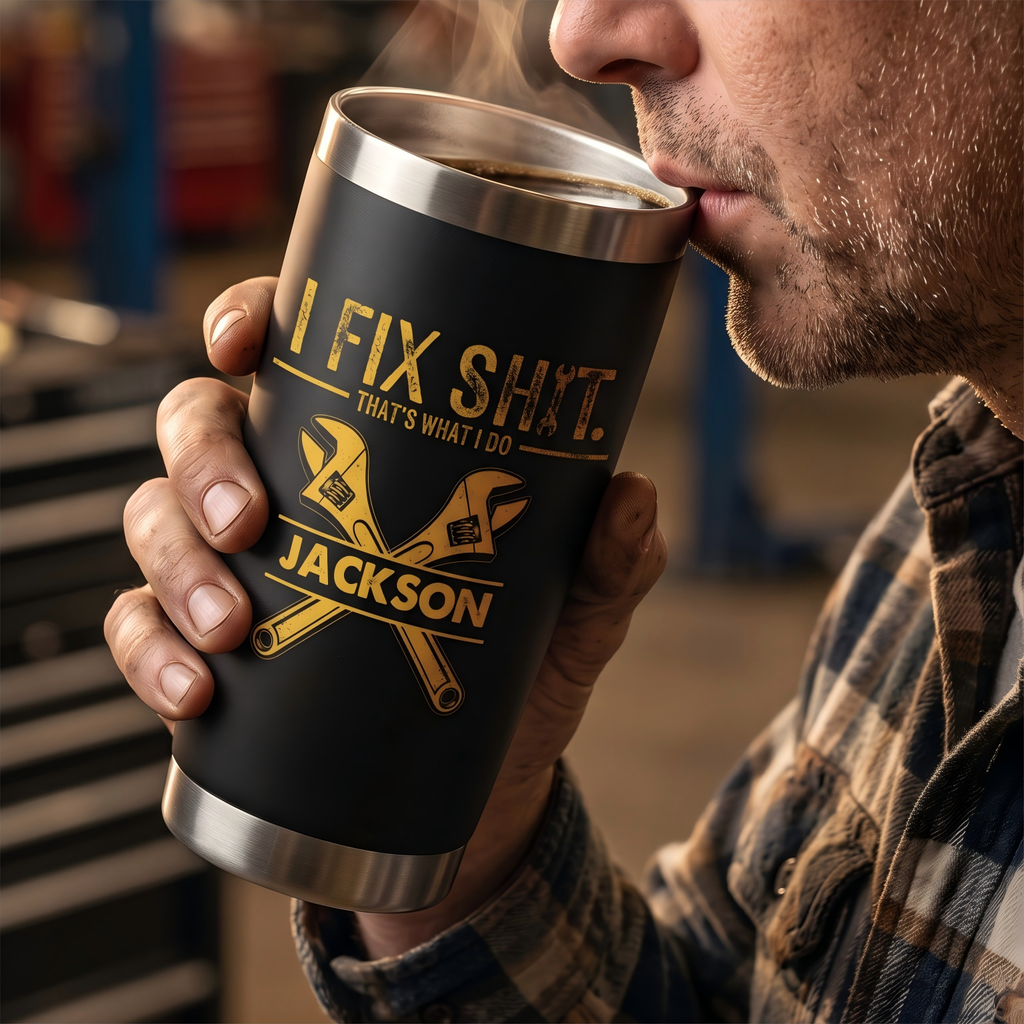I Fix Sh!t That's What I Do - Funny Gifts For Men, Husband, Dad, Grandpa, Mechanic Handyman - Personalized Tumbler