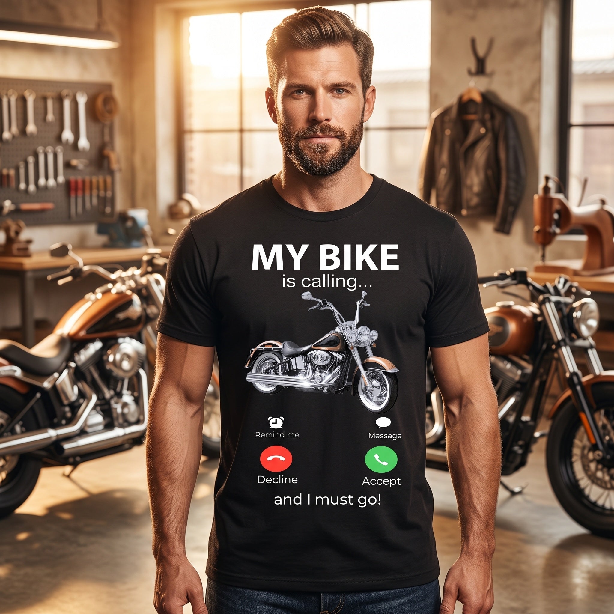 Motorcycle Personalized Photo T-shirt - Biker Funny T-shirt