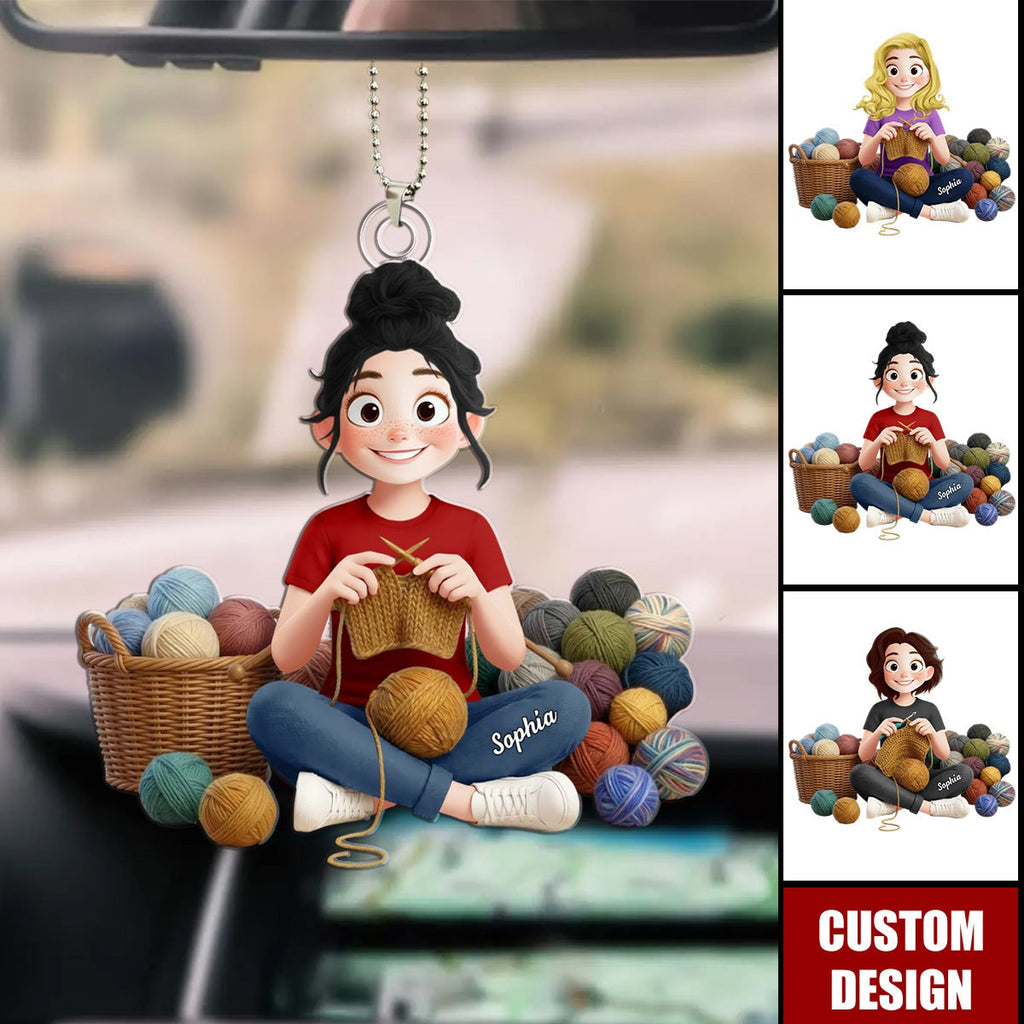 Knitting ,Crochet - Personalized Acrylic Car Ornament