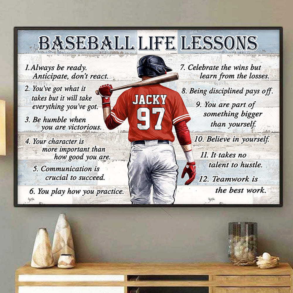 Personalized Baseball & Softball Life Lessons Poster - Gift for Sports Families